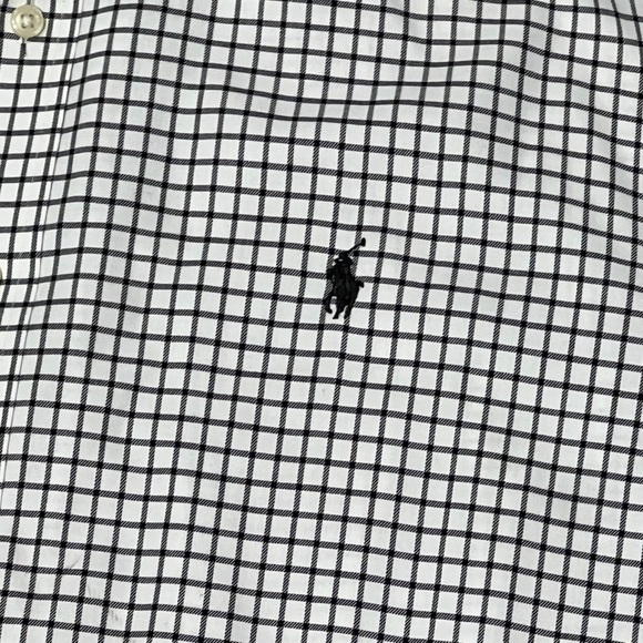 Ralph Lauren Blue Shirt Checkered Long Sleeve Button Down Easy Care Shirt - Picture 5 of 6